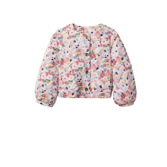 Janie and Jack Quilted Floral Floral Button-Up Jacket in Color My Girl Pink - Picture 12 of 14